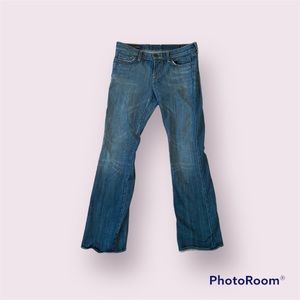 Blue low-rise bootcut jeans